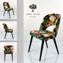 Krzesło DELUXE KR-5 Kwiaty Mix Czerń